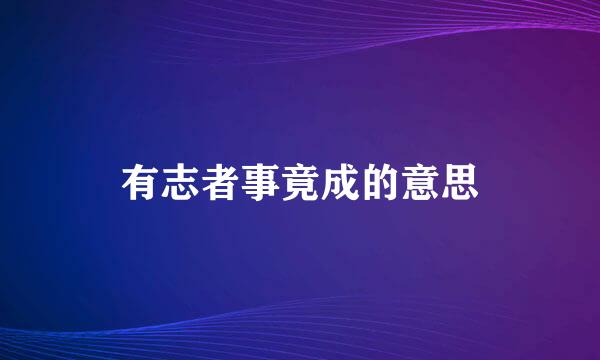 有志者事竟成的意思