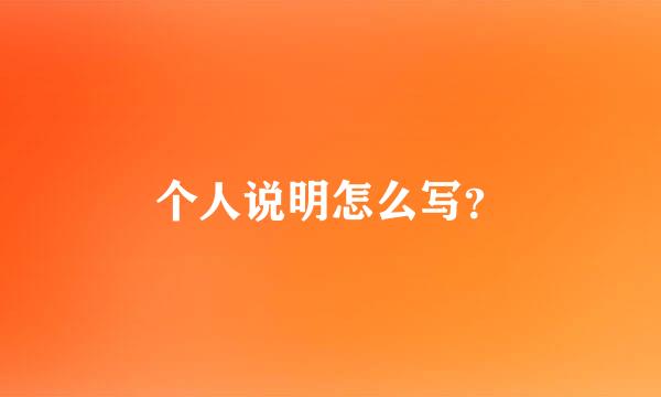 个人说明怎么写？