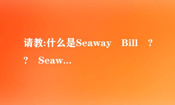 请教:什么是Seaway Bill ?? Seaway Bill与提单有什么区别??Seaway Bill与提单哪个使用多点??