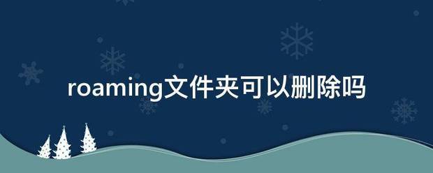 roaming文件夹可以删除吗