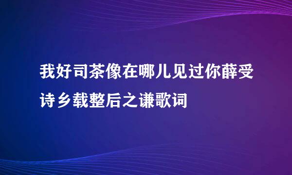 我好司茶像在哪儿见过你薛受诗乡载整后之谦歌词