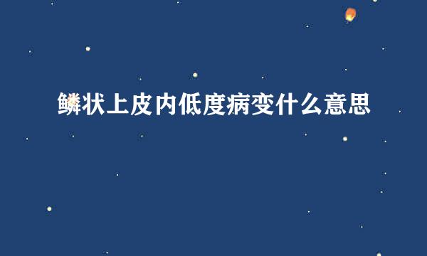 鳞状上皮内低度病变什么意思