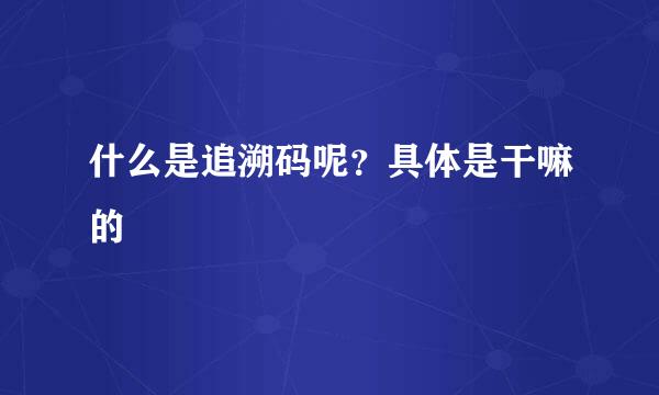 什么是追溯码呢？具体是干嘛的