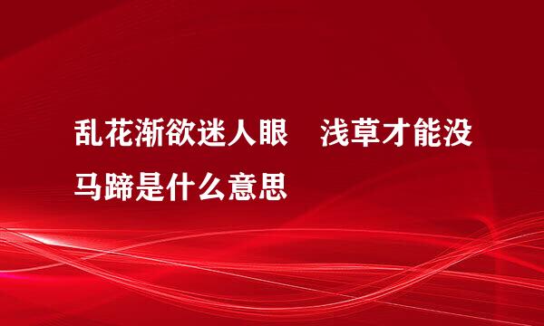 乱花渐欲迷人眼 浅草才能没马蹄是什么意思