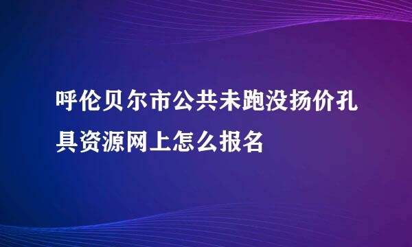 呼伦贝尔市公共未跑没扬价孔具资源网上怎么报名