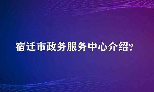 宿迁市政务服务中心介绍？