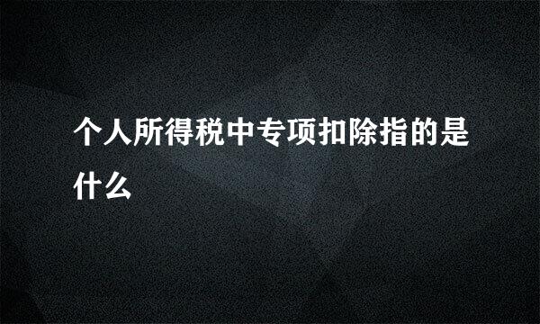 个人所得税中专项扣除指的是什么