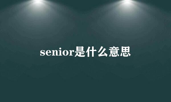 senior是什么意思