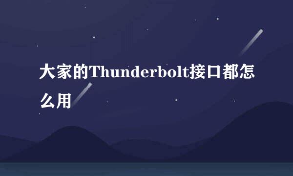 大家的Thunderbolt接口都怎么用