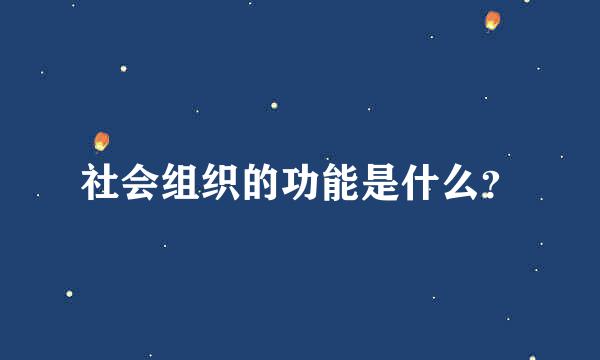 社会组织的功能是什么？