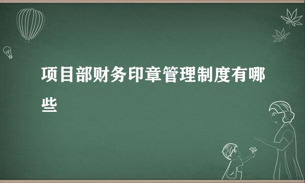 项目部财务印章管理制度有哪些