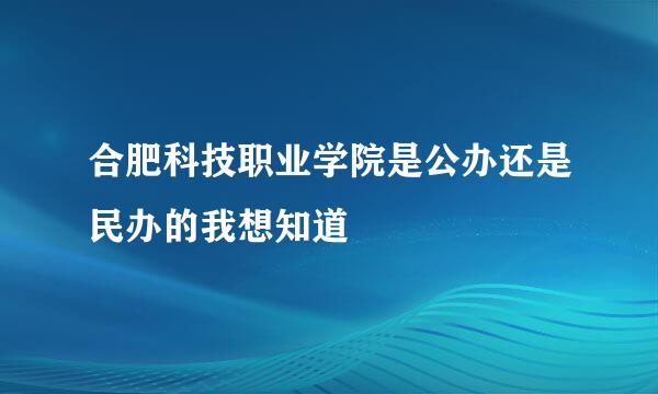 合肥科技职业学院是公办还是民办的我想知道