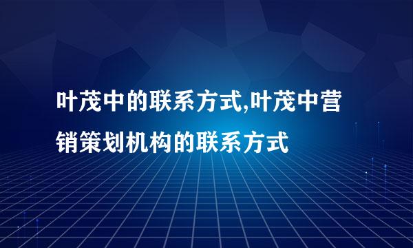 叶茂中的联系方式,叶茂中营销策划机构的联系方式