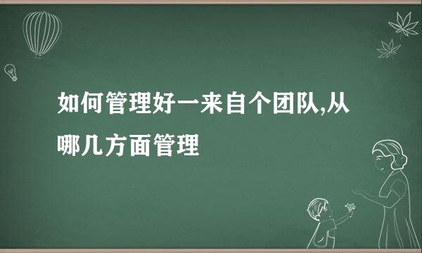 如何管理好一来自个团队,从哪几方面管理