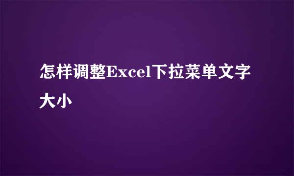 怎样调整Excel下拉菜单文字大小