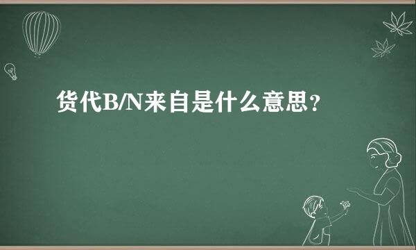 货代B/N来自是什么意思？