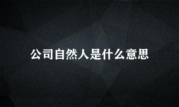 公司自然人是什么意思