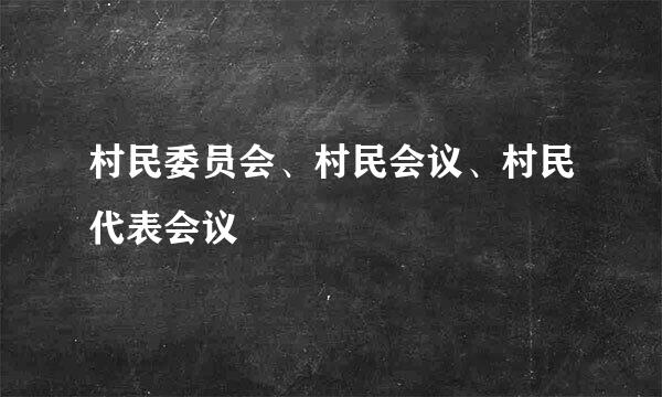 村民委员会、村民会议、村民代表会议