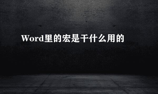 Word里的宏是干什么用的