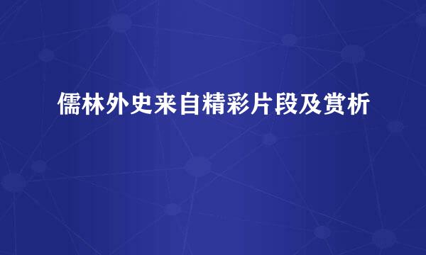 儒林外史来自精彩片段及赏析