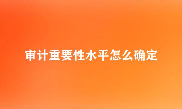 审计重要性水平怎么确定