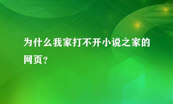 为什么我家打不开小说之家的网页？