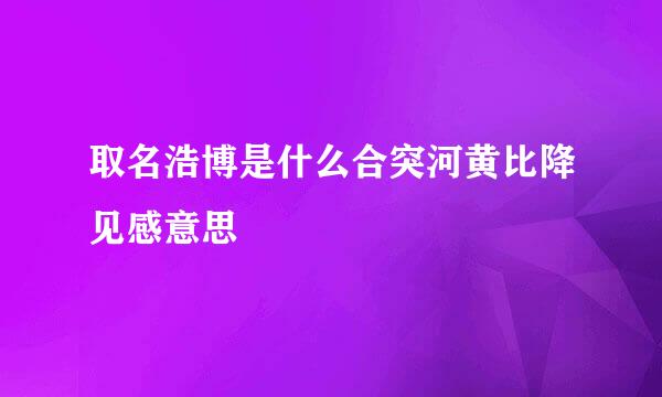 取名浩博是什么合突河黄比降见感意思