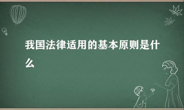 我国法律适用的基本原则是什么