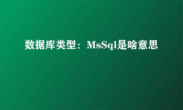 数据库类型：MsSql是啥意思