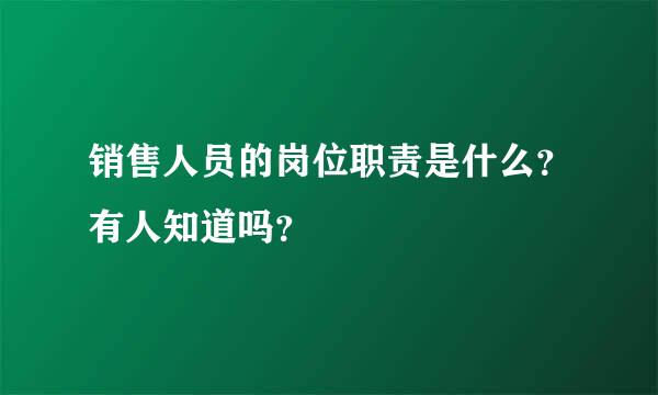 销售人员的岗位职责是什么？有人知道吗？