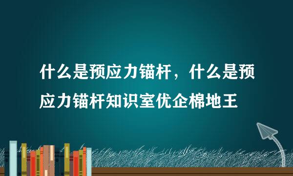 什么是预应力锚杆，什么是预应力锚杆知识室优企棉地王