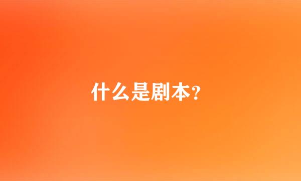 什么是剧本？