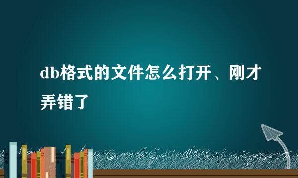 db格式的文件怎么打开、刚才弄错了