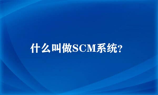 什么叫做SCM系统？