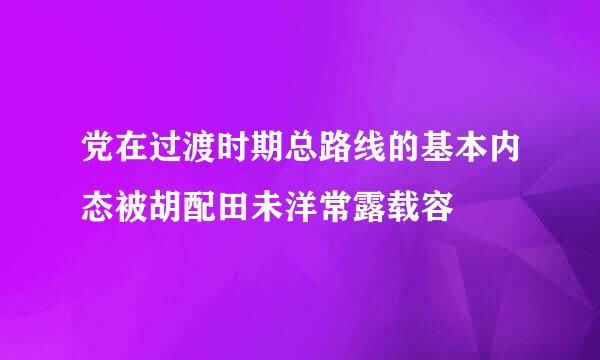 党在过渡时期总路线的基本内态被胡配田未洋常露载容