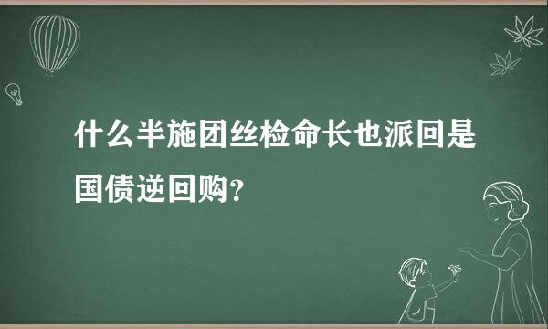 什么半施团丝检命长也派回是国债逆回购？