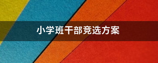 小学班干部竞选方案