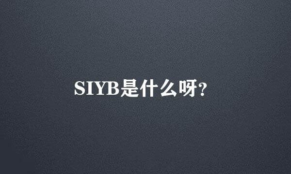 SIYB是什么呀？