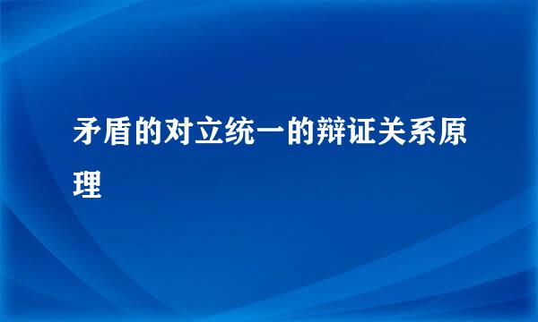 矛盾的对立统一的辩证关系原理