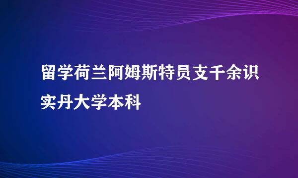 留学荷兰阿姆斯特员支千余识实丹大学本科