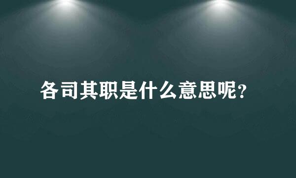 各司其职是什么意思呢？