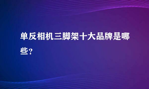 单反相机三脚架十大品牌是哪些？