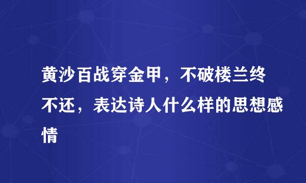 黄沙百战穿金甲，不破楼兰终不还，表达诗人什么样的思想感情