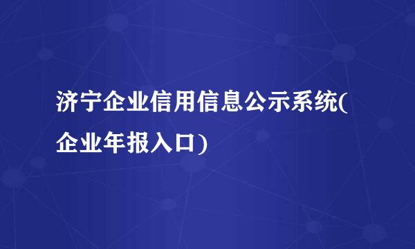 济宁企业信用信息公示系统(企业年报入口)