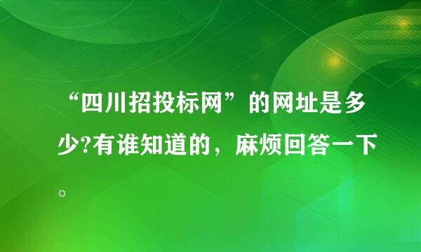 “四川招投标网”的网址是多少?有谁知道的，麻烦回答一下。