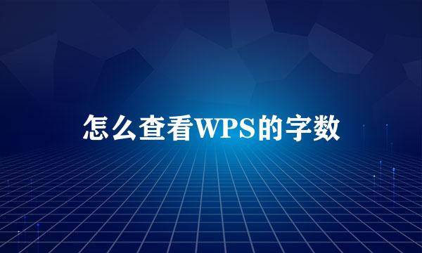 怎么查看WPS的字数