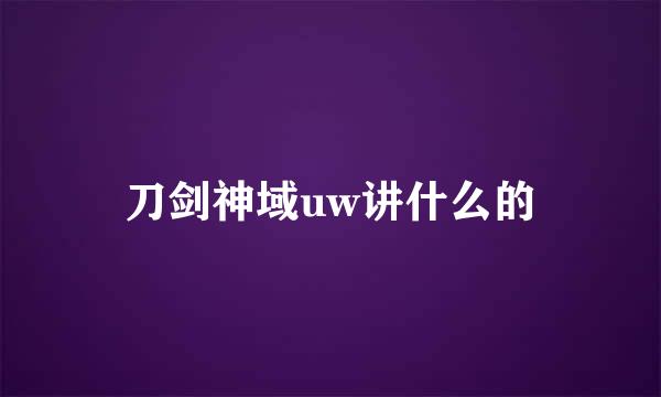 刀剑神域uw讲什么的