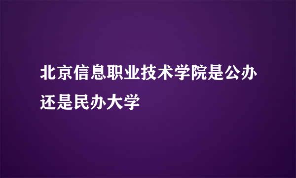 北京信息职业技术学院是公办还是民办大学