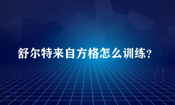 舒尔特来自方格怎么训练？