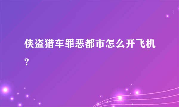 侠盗猎车罪恶都市怎么开飞机？